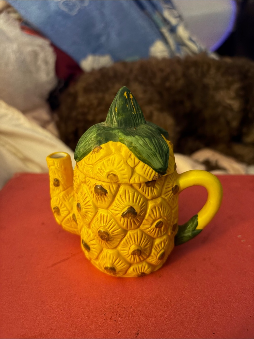 Yellow Pineapple Ceramic Teapot Decorative Accent